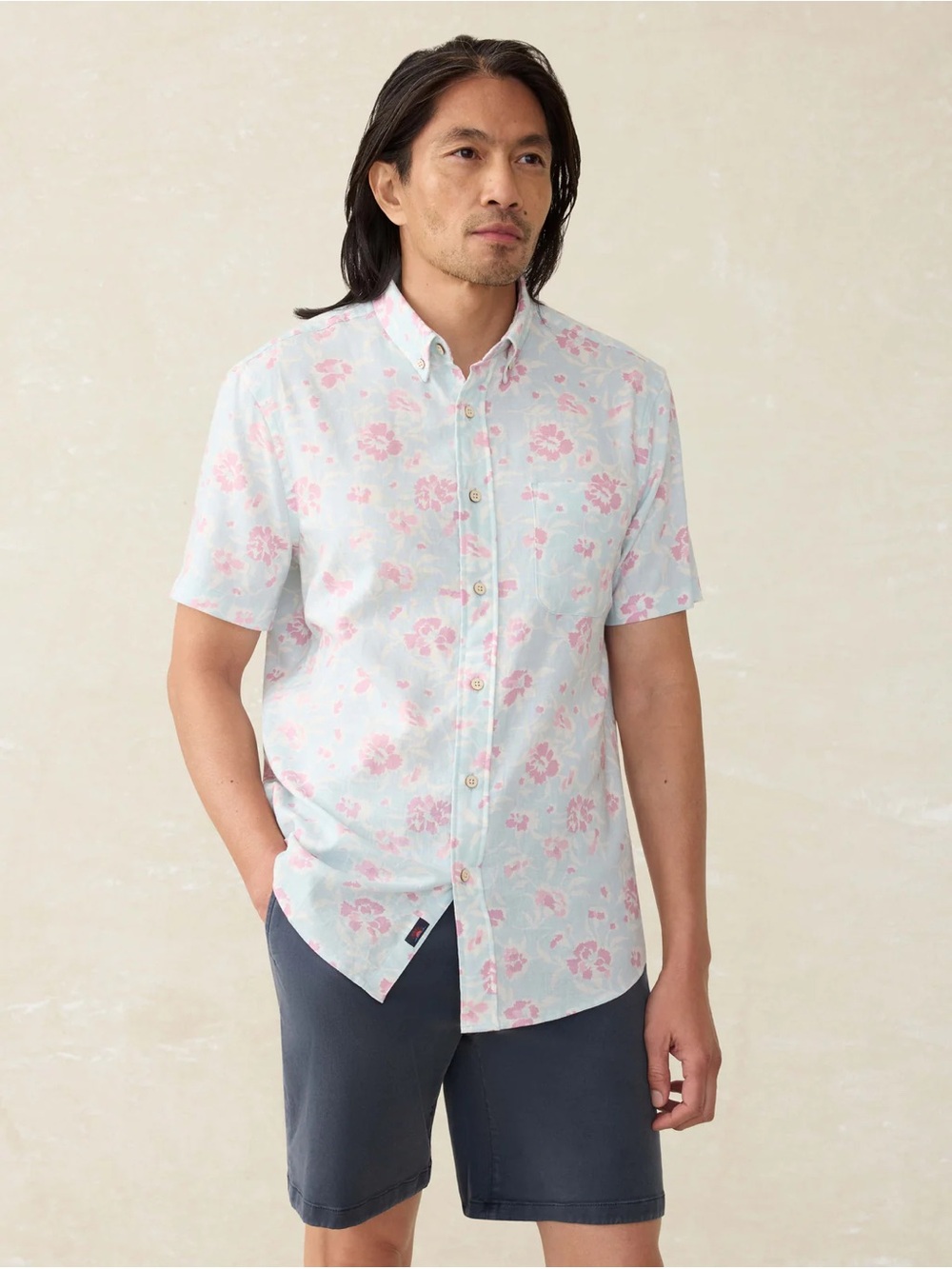 Faherty Short-Sleeve Breeze Shirt - Clear Waters Blossom NIB Size XL
